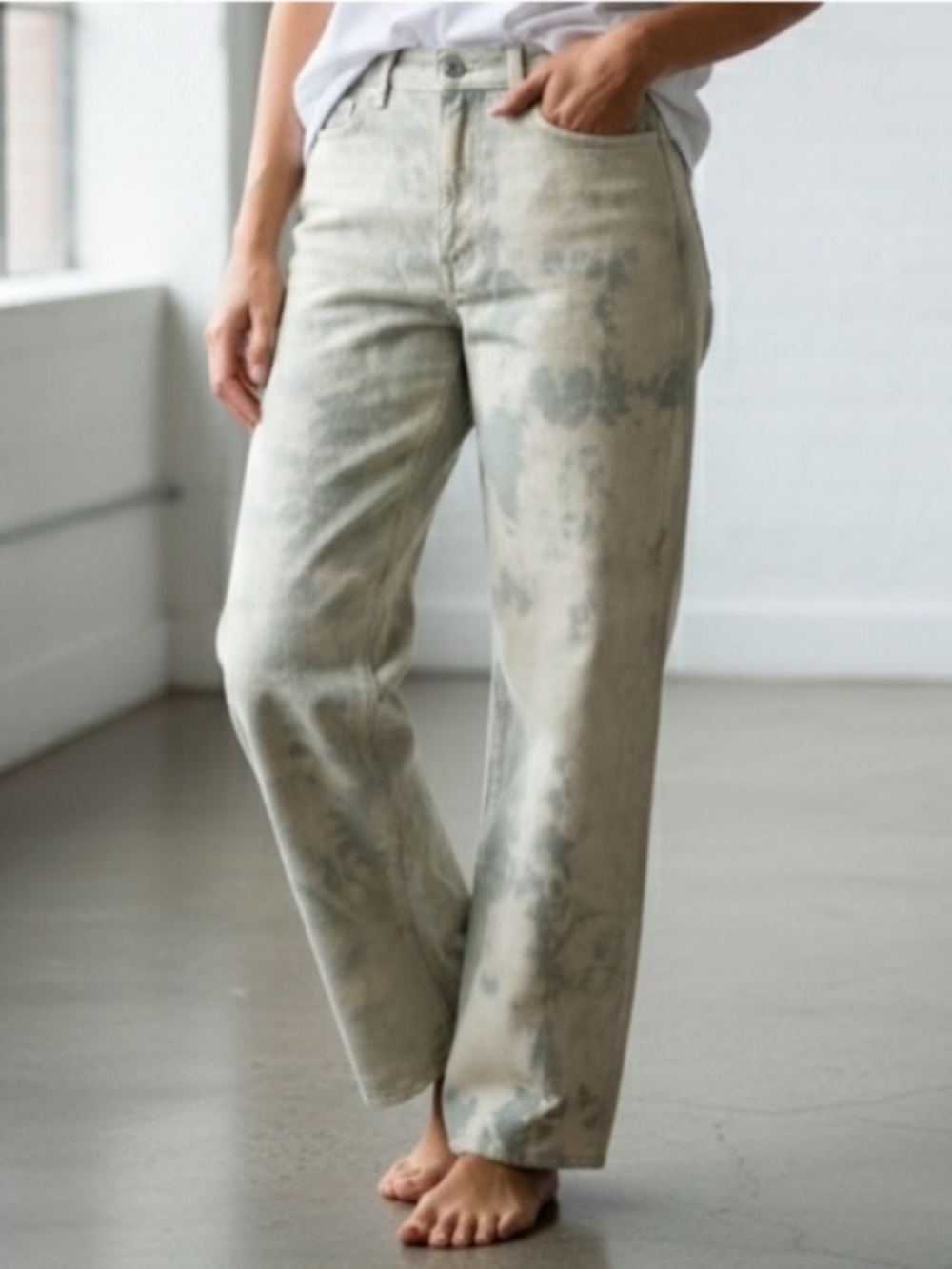NOMIA NYC Designer Sz 30 Drop Oversized Corduroy Jeans In Lichen Tie Dye